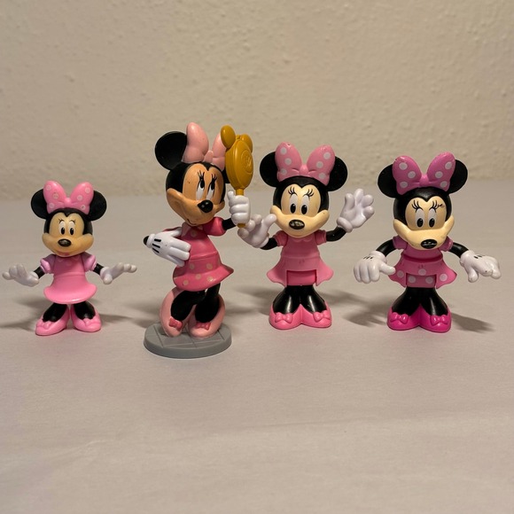 Disney Other - Disney Minnie Mouse Figures Kids OS Pink Good 4pc Toy Lot Articulated Figurine